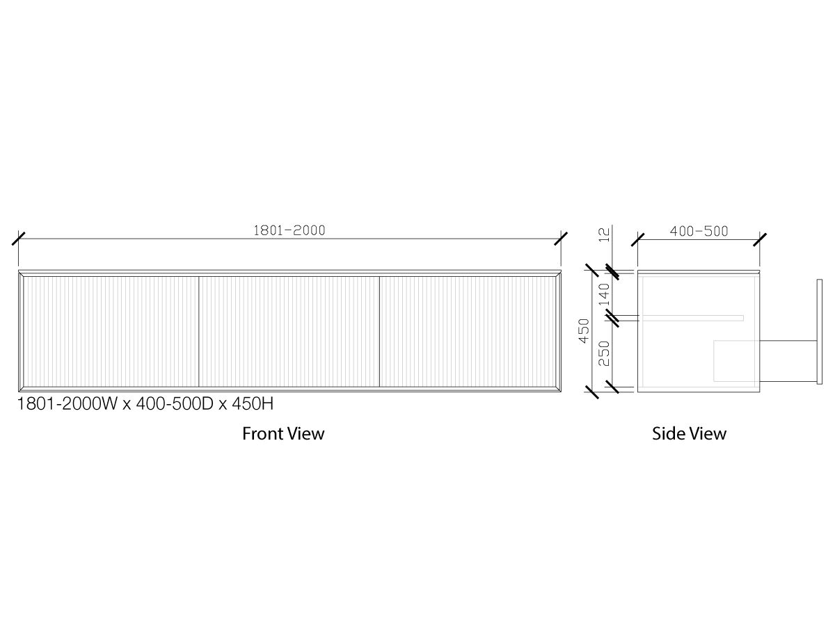 Reece ISSY Halo III 1801-2000mm X 400-500mm X 450mm Custom Vanity Unit With 3 Touch Latch Drawers & Internal Shelf