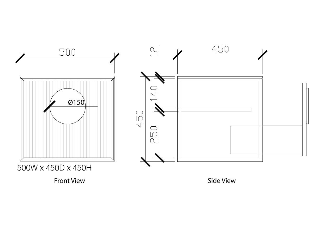 Reece ISSY Halo III 500mm X 450mm X 450mm Vanity Unit With 1 Soft Close Drawer & Internal Shelf With Handle