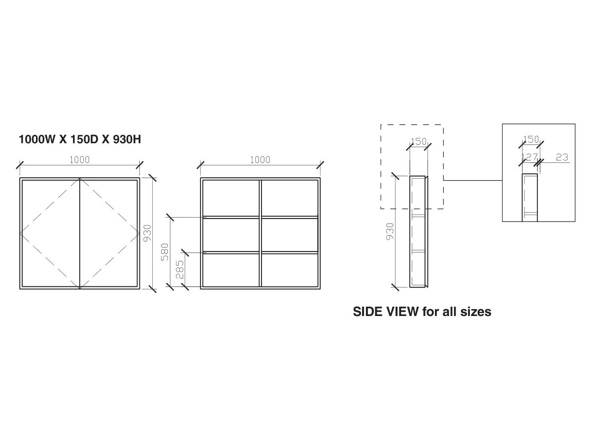 Reece ISSY Z8 1000mm X 150mm X 930mm Double Shaving Cabinet