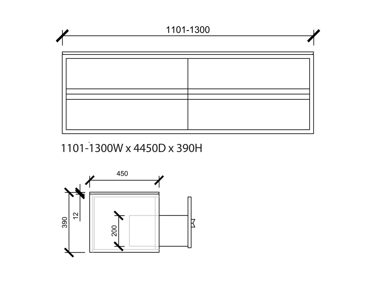 Reece ISSY Z8 1101mm - 1300mm Custom Vanity Unit 4 Drawers