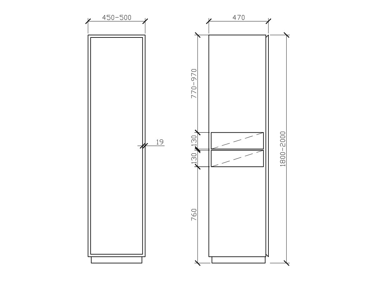 Reece ISSY Z8 450-500mm X 470mm X 1800mm-2000mm Custom Tall Boy