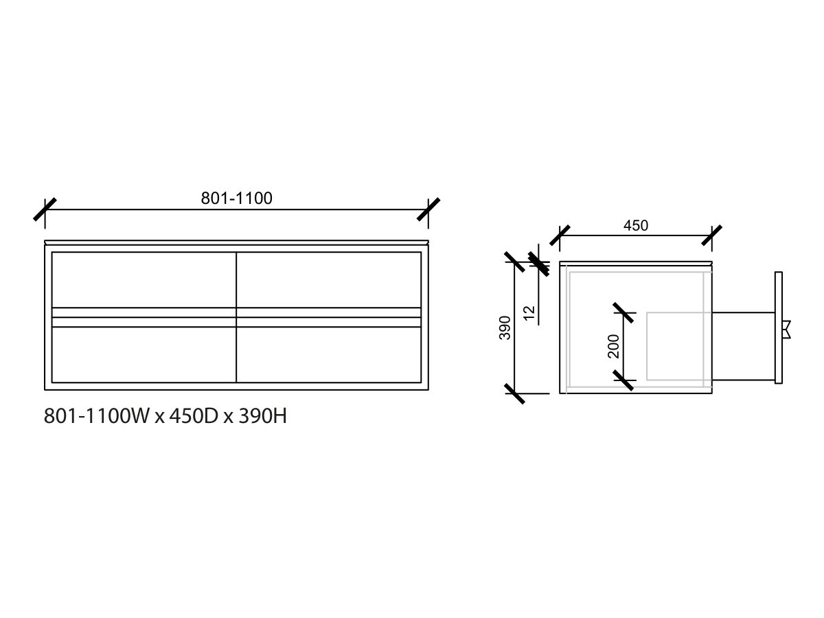 Reece ISSY Z8 801mm - 1100mm Custom Vanity Unit 4 Drawers