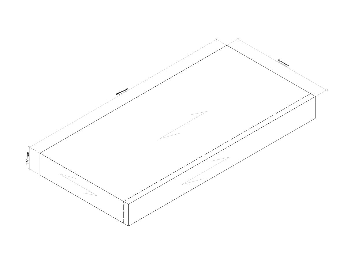 Reece Kado Arc Basin Shelf 900mm X 500mm American Solid Oak
