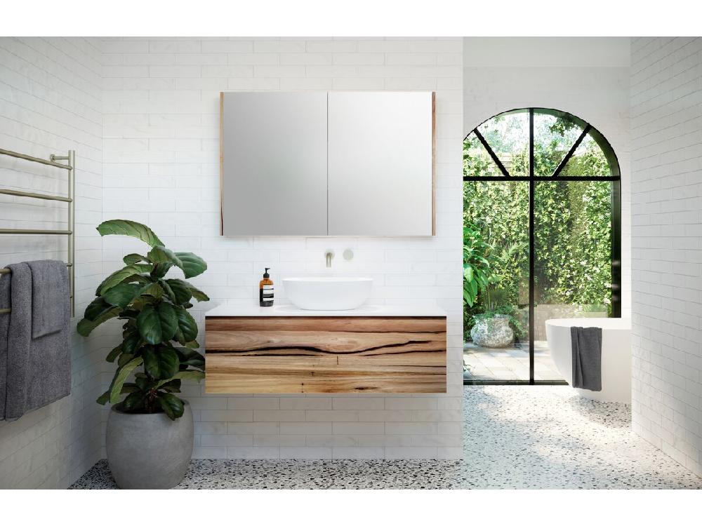 Reece Kado Arc Shaving Cabinet 1200mm X 800mm X 130mm 2 Door Australian Chestnut