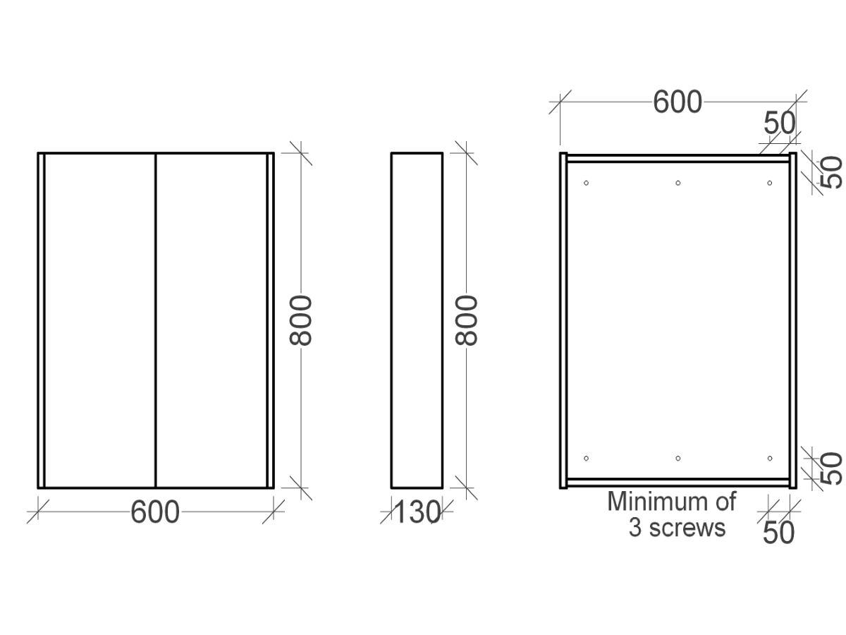 Reece Kado Arc Shaving Cabinet 600mm X 800mm X 130mm 2 Door Red Tulip