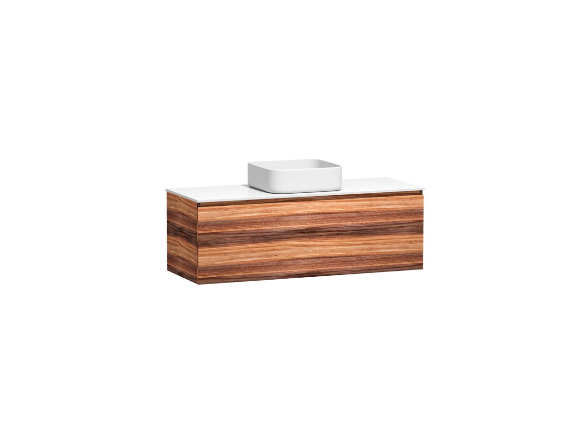 Reece Kado Arc Timber All Drawer 1200mm Vanity Unit Corian Top Red Tulip