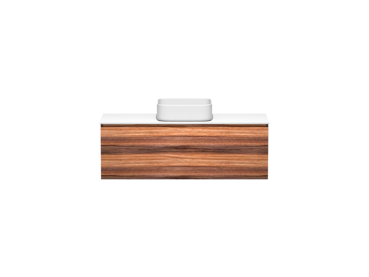 reece Kado Arc Timber All Drawer 1200mm Vanity Unit Corian Top Red Tulip