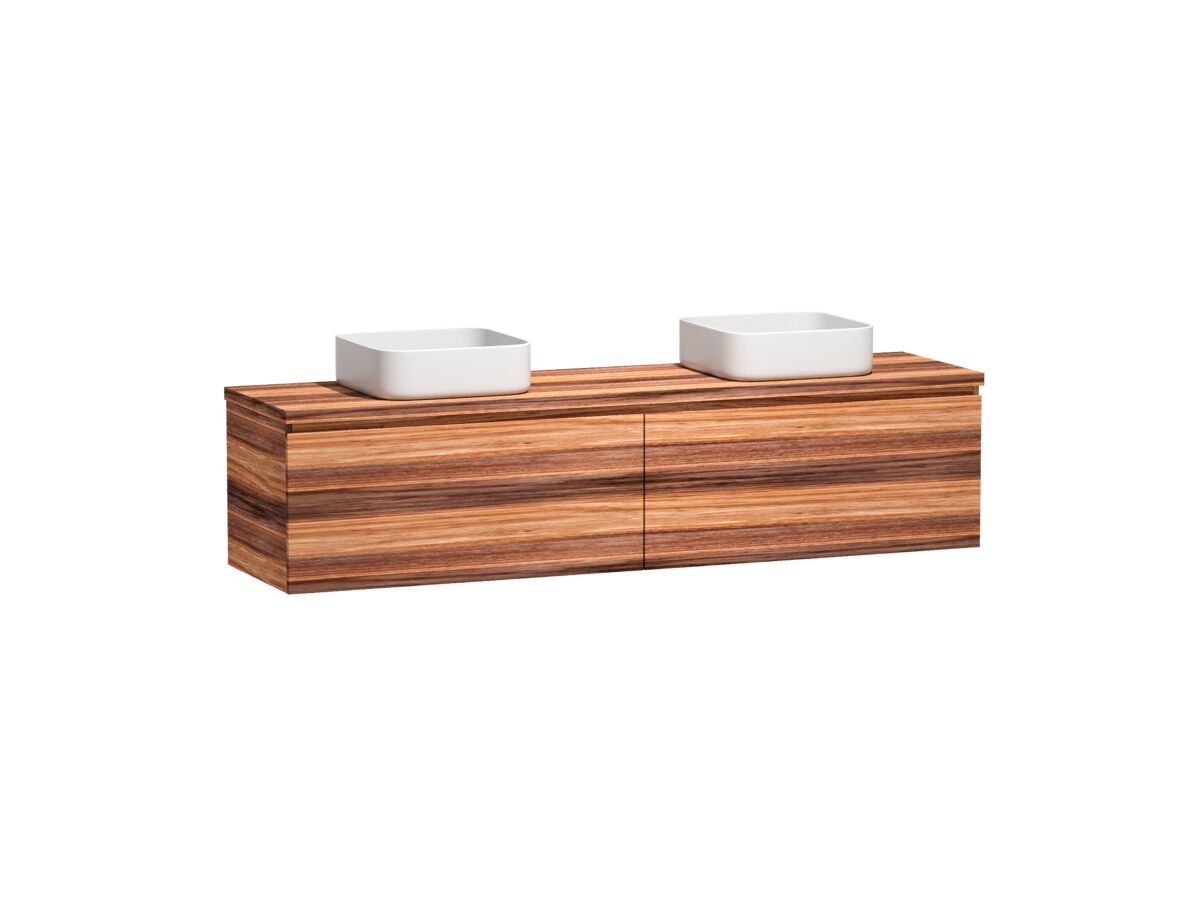 Reece Kado Arc Timber All Drawer 1800mm Double Bowl Vanity Unit Timber Top Red Tulip