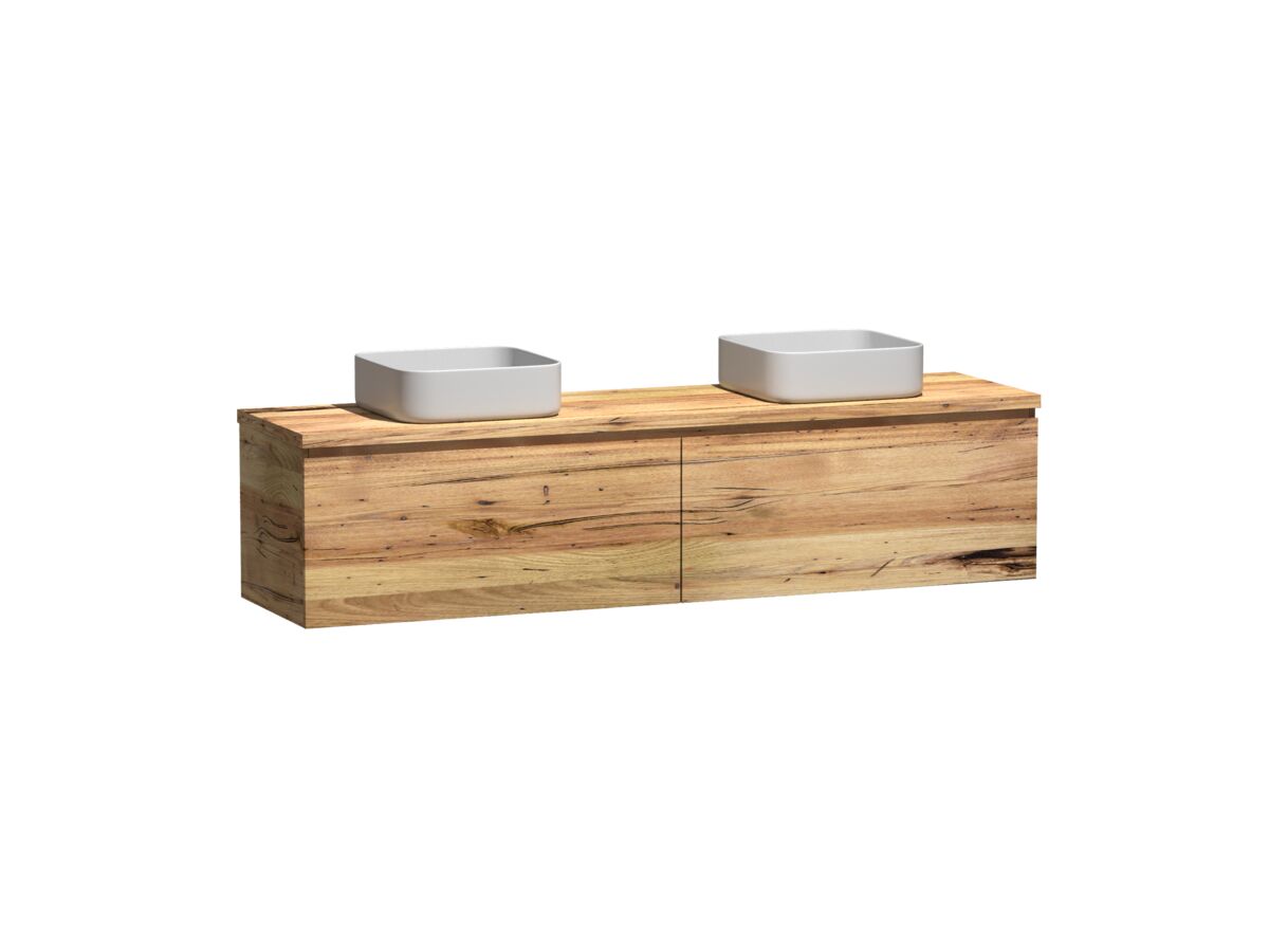 Reece Kado Arc Timber All Drawer 1800mm Double Bowl Vanity Unit Timber Top Australian Chestnut