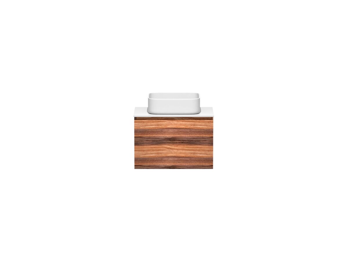 reece Kado Arc Timber All Drawer 600mm Vanity Unit Corian Top Red Tulip