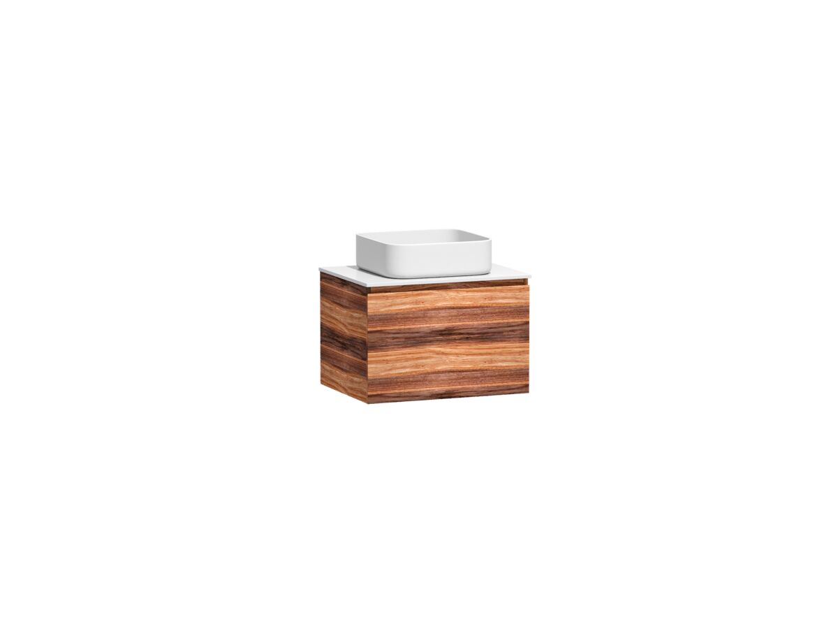 Reece Kado Arc Timber All Drawer 600mm Vanity Unit Corian Top Red Tulip