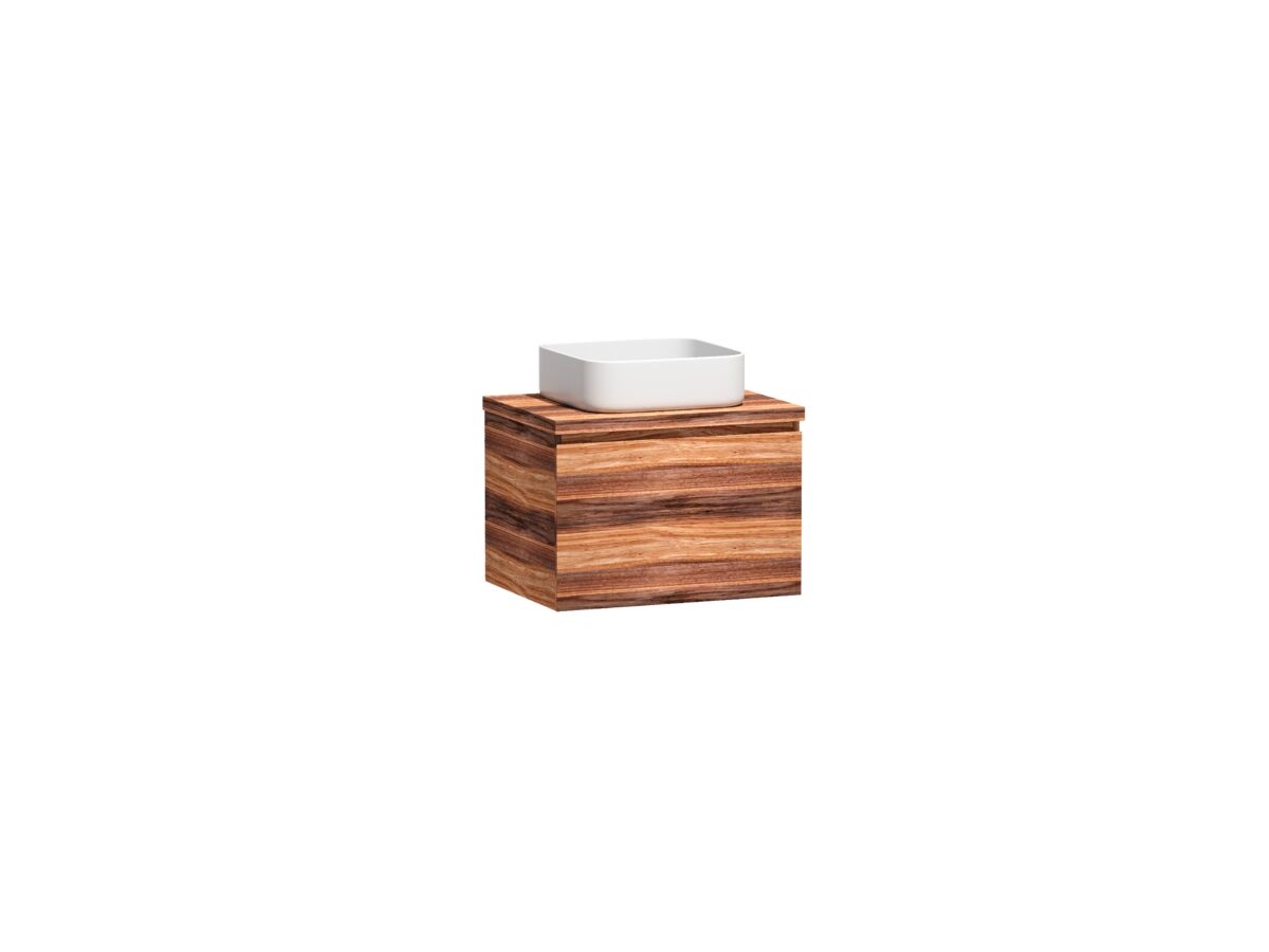 Reece Kado Arc Timber All Drawer 600mm Vanity Unit Timber Top Red Tulip