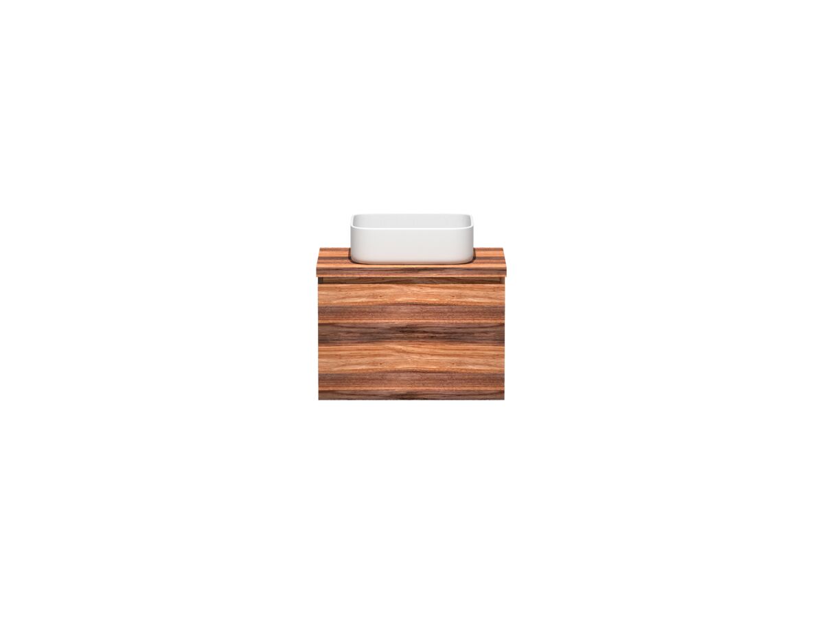 reece Kado Arc Timber All Drawer 600mm Vanity Unit Timber Top Red Tulip