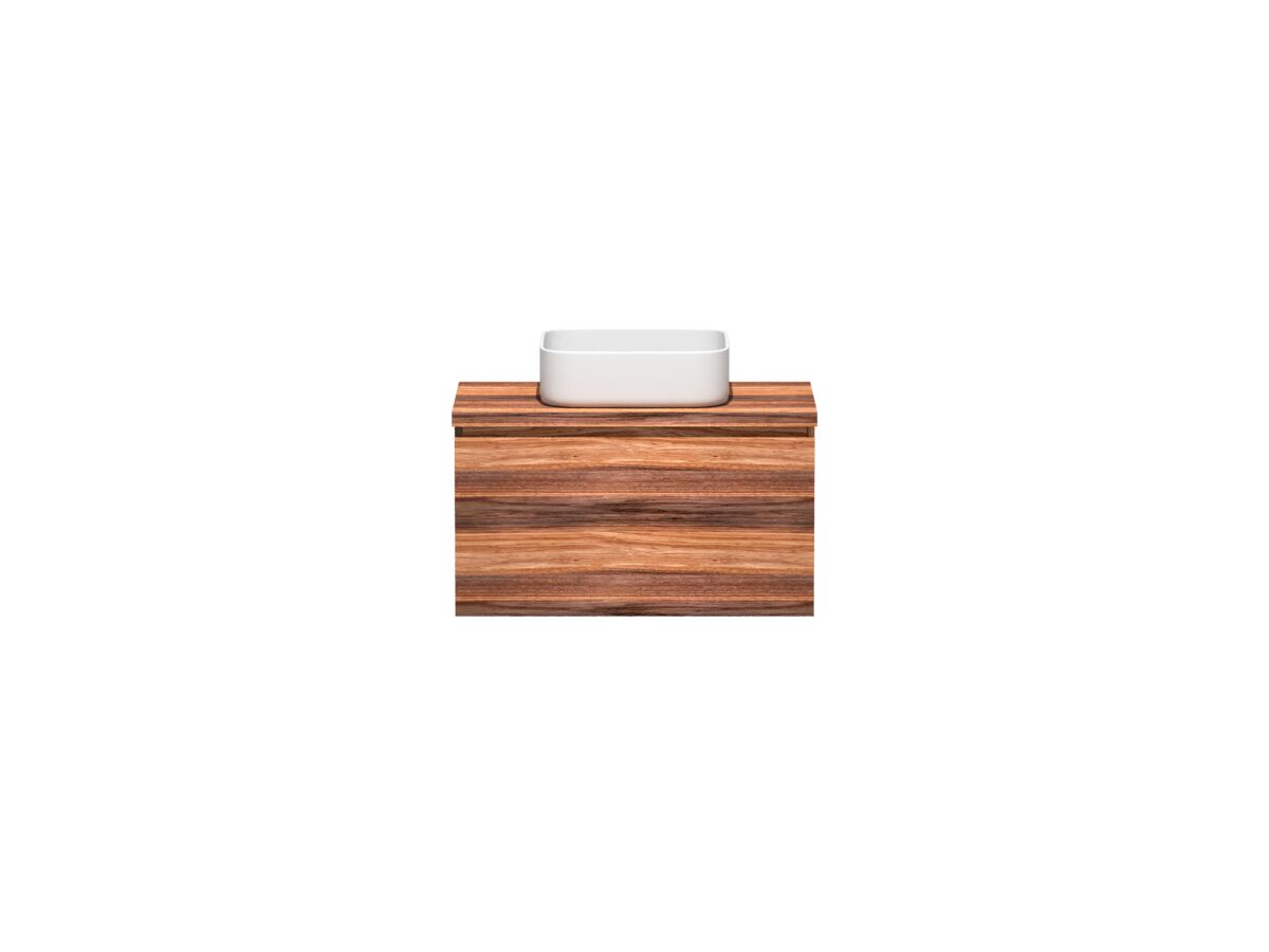 reece Kado Arc Timber All Drawer 750mm Vanity Unit Timber Top Red Tulip