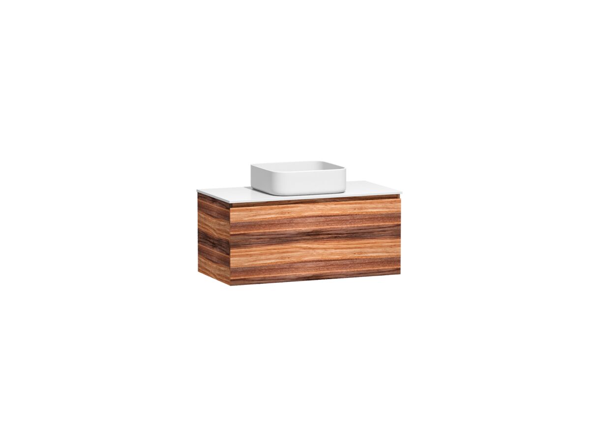 Reece Kado Arc Timber All Drawer 900mm Vanity Unit Corian Top Red Tulip