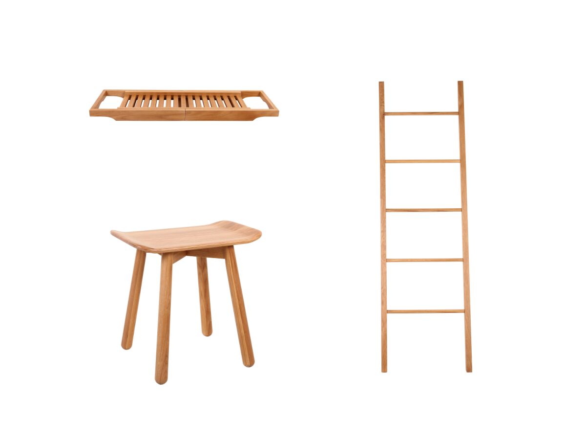 reece Kado Arc Timber Bathroom Accessories Bundle 3 Piece (Towel Ladder Bath Rack & Stool) American Oak reece Kado Arc Timber Bathroom Accessories Bundle 3 Piece (Towel Ladder Bath Rack & Stool) American Oak
