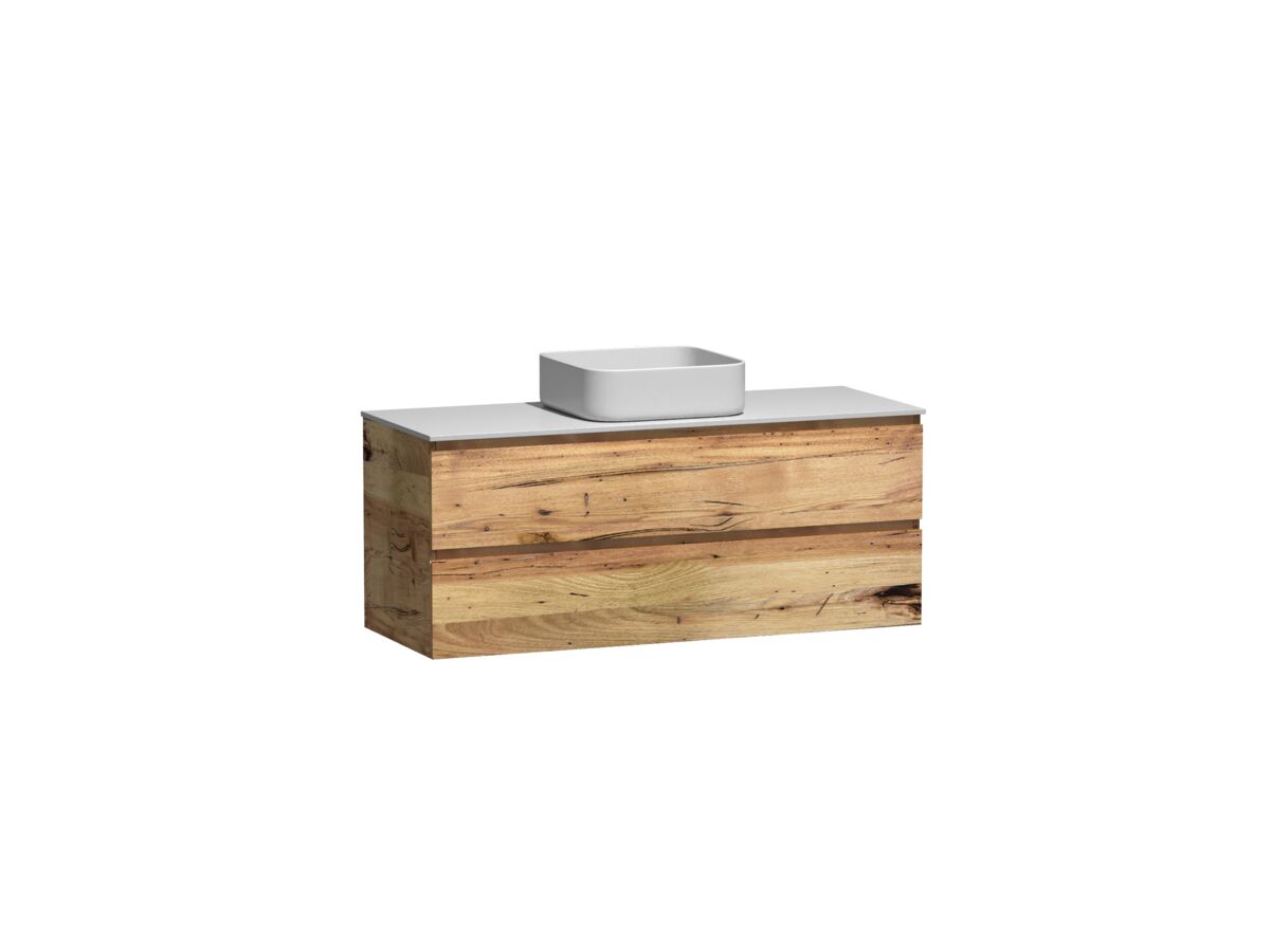 Reece Kado Arc Timber Twin Drawer 1200mm Vanity Unit Corian Top Australian Chestnut