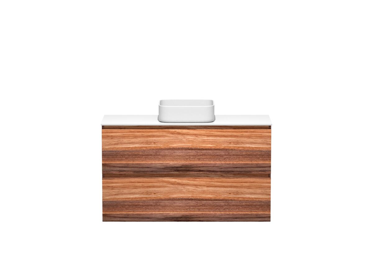 reece Kado Arc Timber Twin Drawer 1200mm Vanity Unit Corian Top Red Tulip