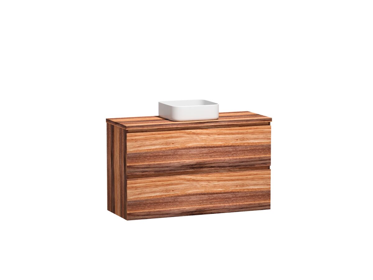 Reece Kado Arc Timber Twin Drawer 1200mm Vanity Unit Timber Top Red Tulip