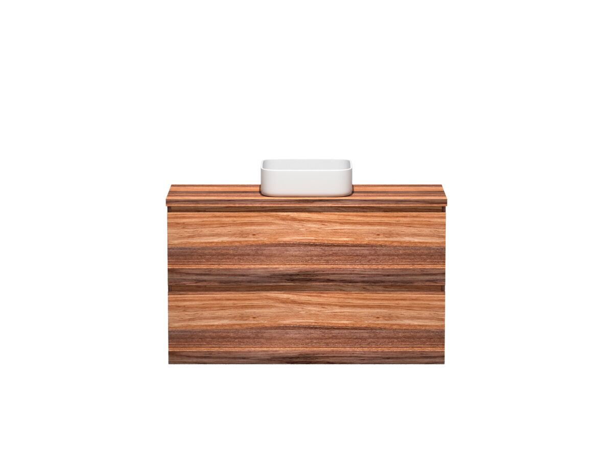 reece Kado Arc Timber Twin Drawer 1200mm Vanity Unit Timber Top Red Tulip