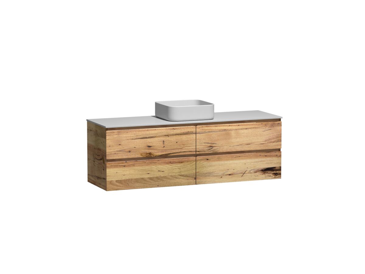 Reece Kado Arc Timber Twin Drawer 1500mm Single Bowl Vanity Unit Corian Top Australian Chestnut