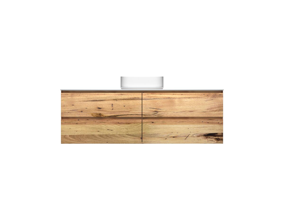 reece Kado Arc Timber Twin Drawer 1500mm Single Bowl Vanity Unit Corian Top Australian Chestnut