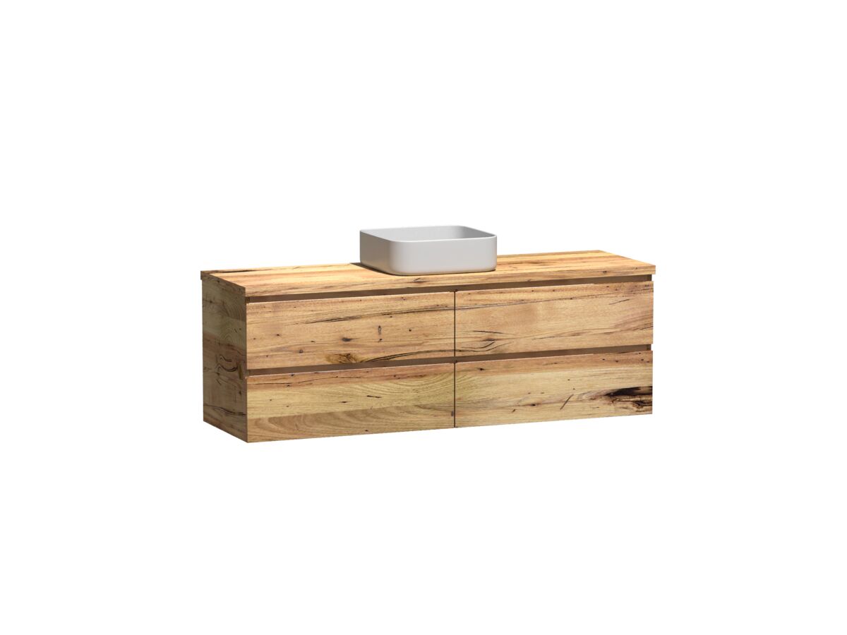 Reece Kado Arc Timber Twin Drawer 1500mm Single Bowl Vanity Unit Timber Top Australian Chestnut
