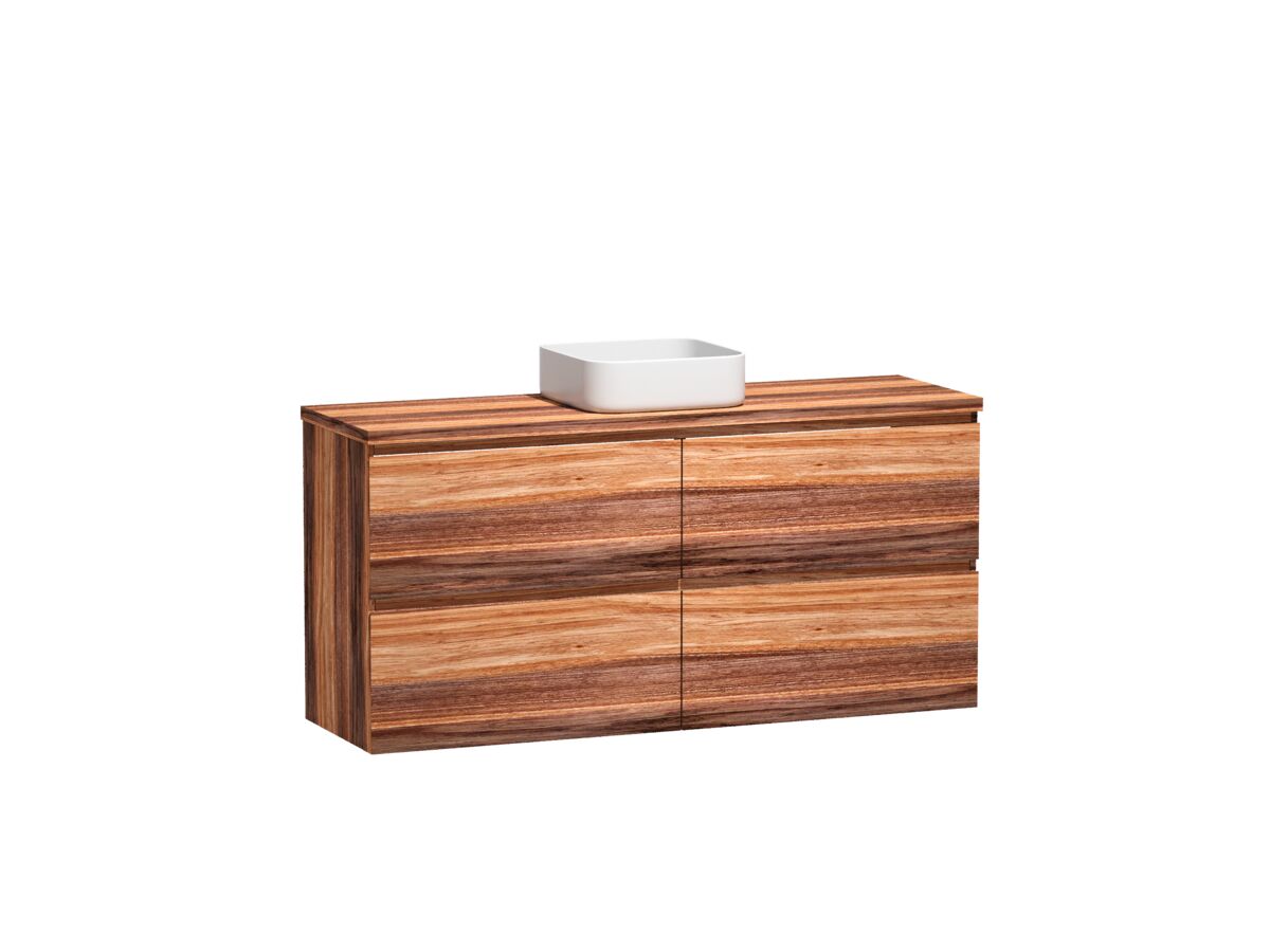 Reece Kado Arc Timber Twin Drawer 1500mm Single Bowl Vanity Unit Timber Top Red Tulip
