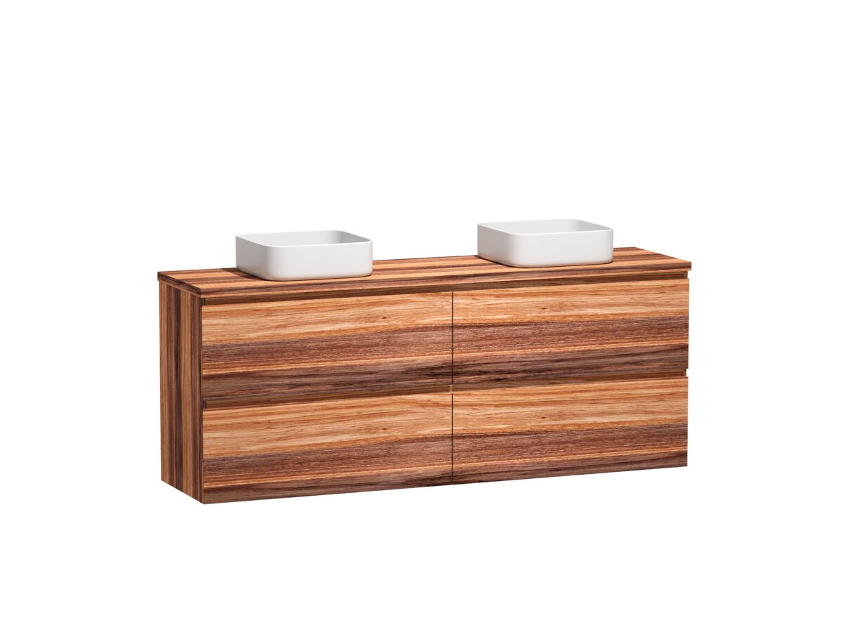 Reece Kado Arc Timber Twin Drawer 1800mm Double Bowl Vanity Unit Timber Top Red Tulip