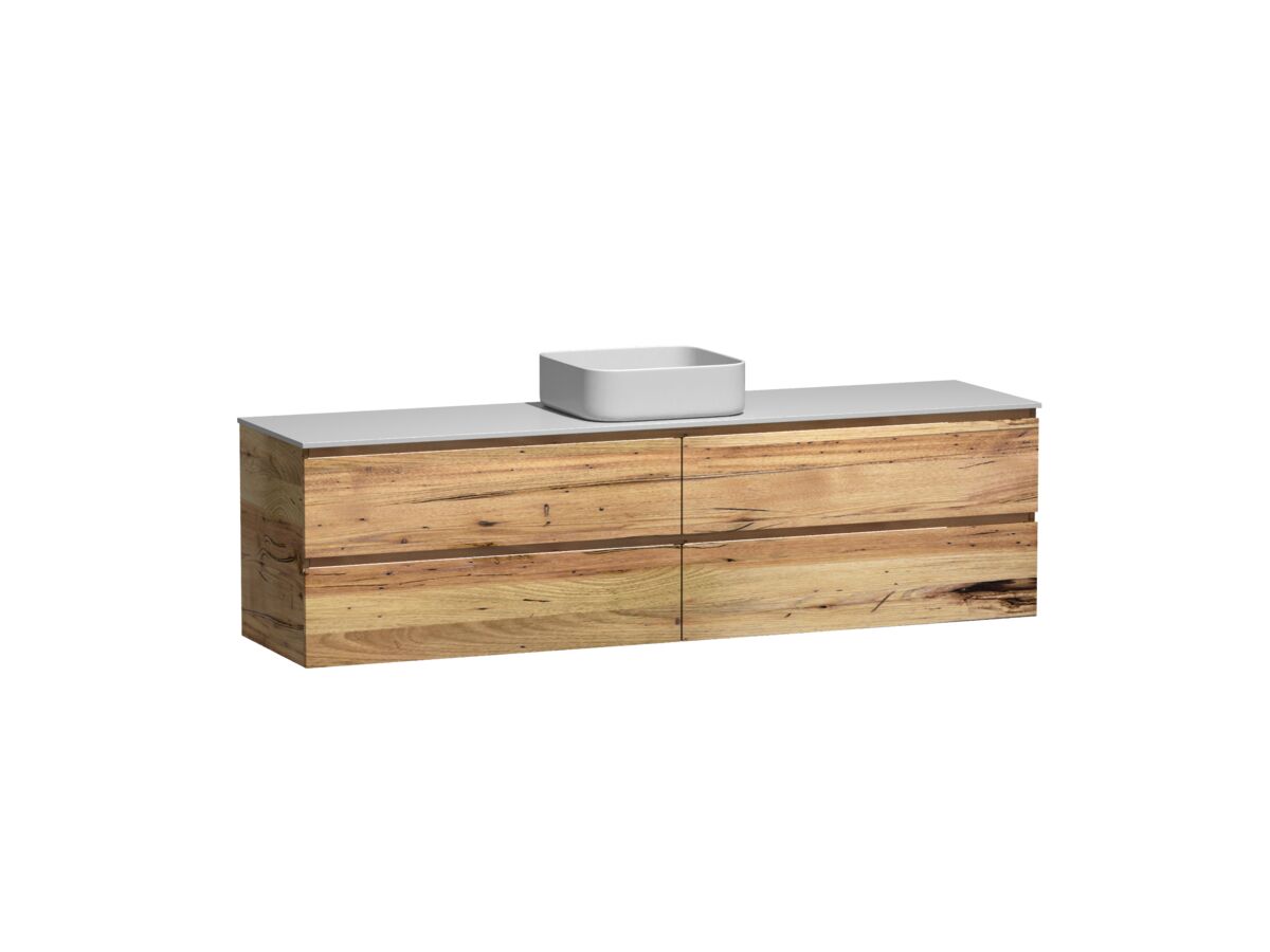 Reece Kado Arc Timber Twin Drawer 1800mm Single Bowl Vanity Unit Corian Top Australian Chestnut