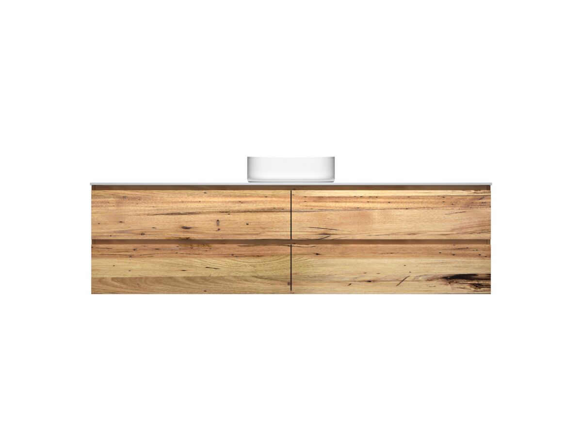 reece Kado Arc Timber Twin Drawer 1800mm Single Bowl Vanity Unit Corian Top Australian Chestnut