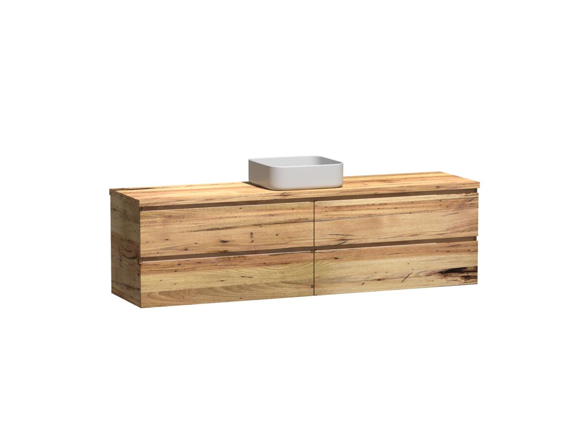Reece Kado Arc Timber Twin Drawer 1800mm Single Bowl Vanity Unit Timber Top Australian Chestnut