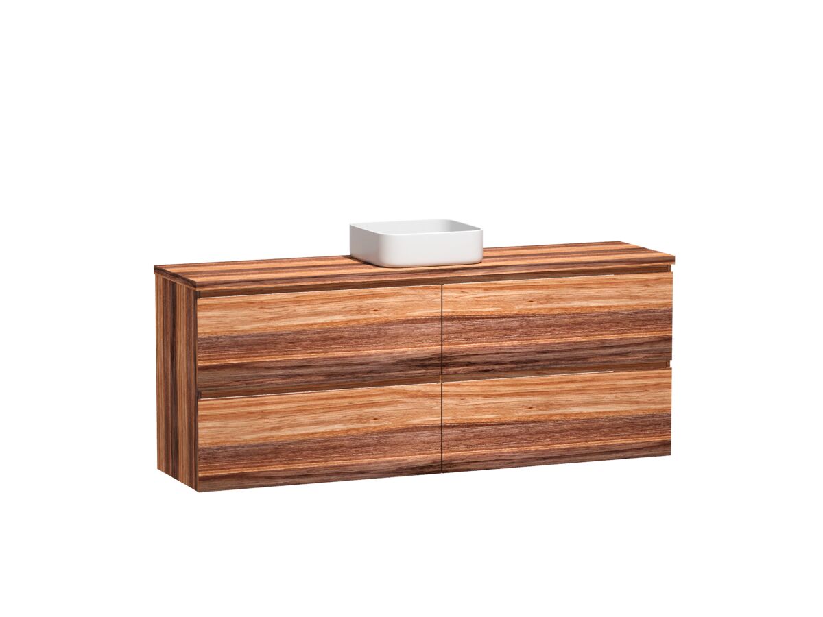 Reece Kado Arc Timber Twin Drawer 1800mm Single Bowl Vanity Unit Timber Top Red Tulip