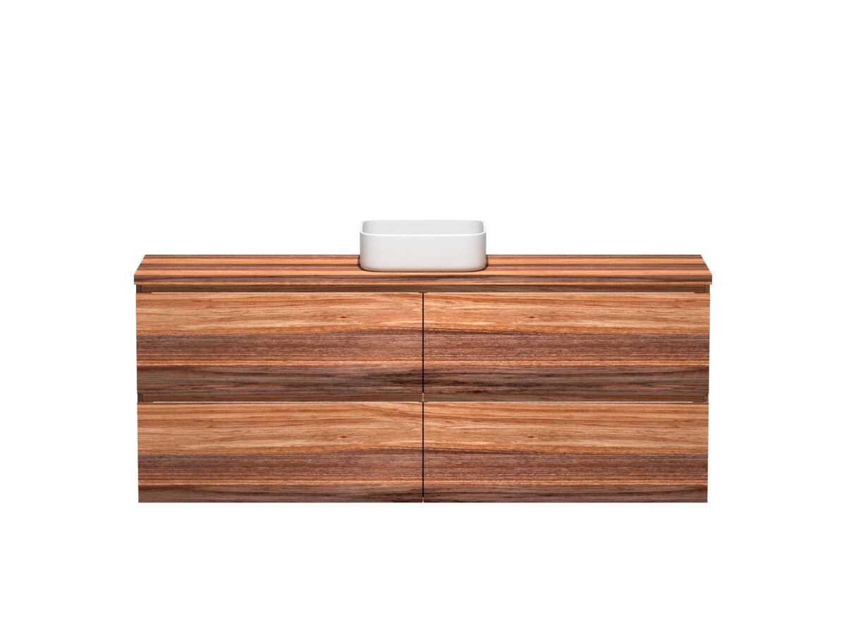 reece Kado Arc Timber Twin Drawer 1800mm Single Bowl Vanity Unit Timber Top Red Tulip