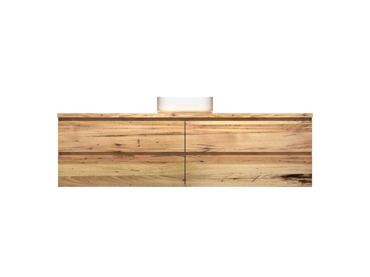reece Kado Arc Timber Twin Drawer 1800mm Single Bowl Vanity Unit Timber Top Australian Chestnut