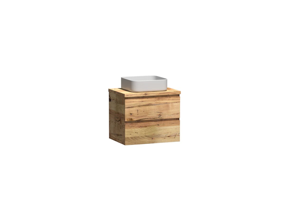 Reece Kado Arc Timber Twin Drawer 600mm Vanity Unit Timber Top Australian Chestnut