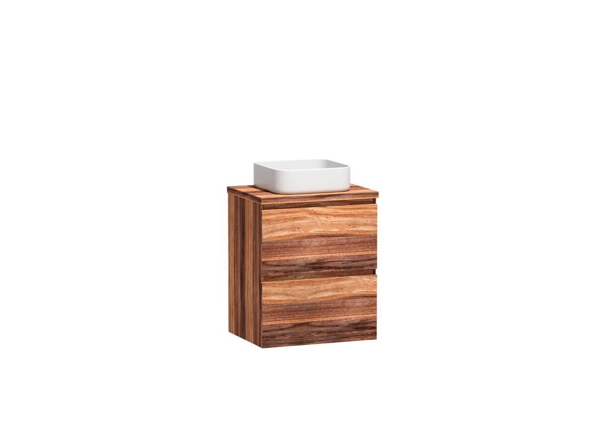 Reece Kado Arc Timber Twin Drawer 600mm Vanity Unit Timber Top Red Tulip