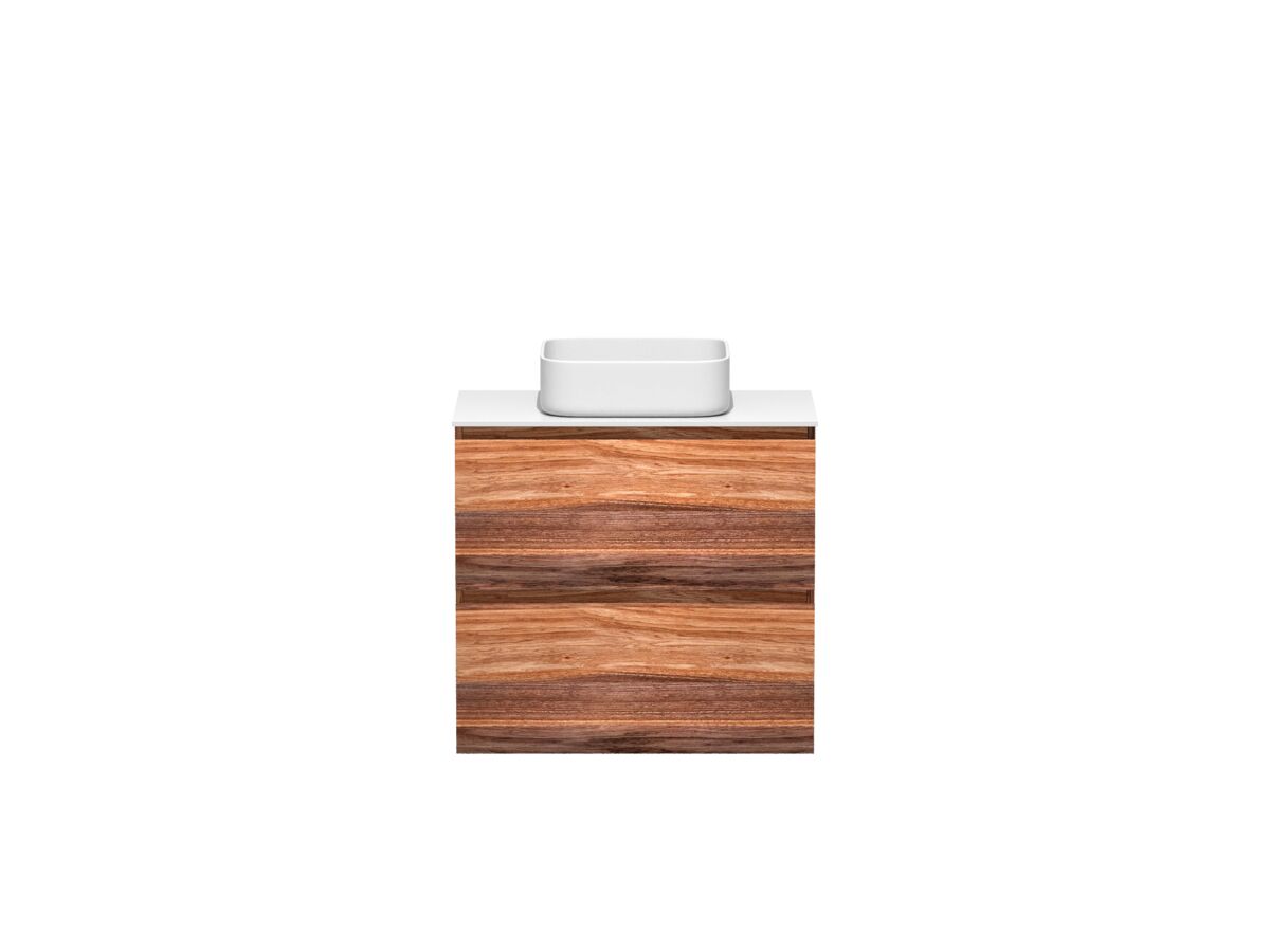 reece Kado Arc Timber Twin Drawer 750mm Vanity Unit Corian Top Red Tulip