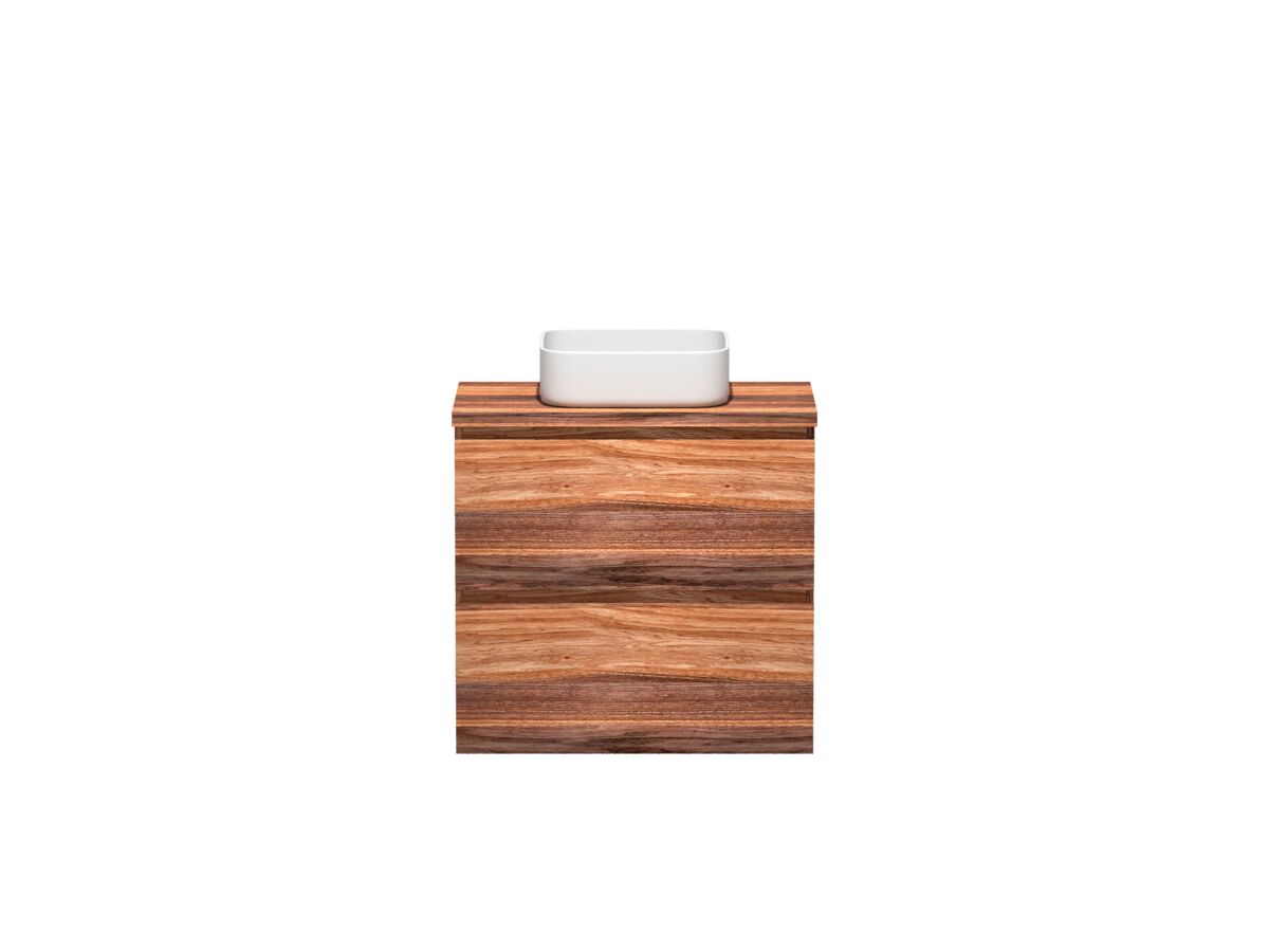 reece Kado Arc Timber Twin Drawer 750mm Vanity Unit Timber Top Red Tulip