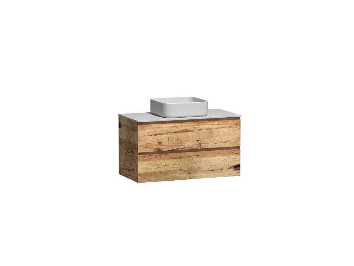 Reece Kado Arc Timber Twin Drawer 900mm Vanity Unit Corian Top Australian Chestnut