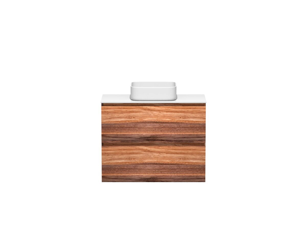 reece Kado Arc Timber Twin Drawer 900mm Vanity Unit Corian Top Red Tulip