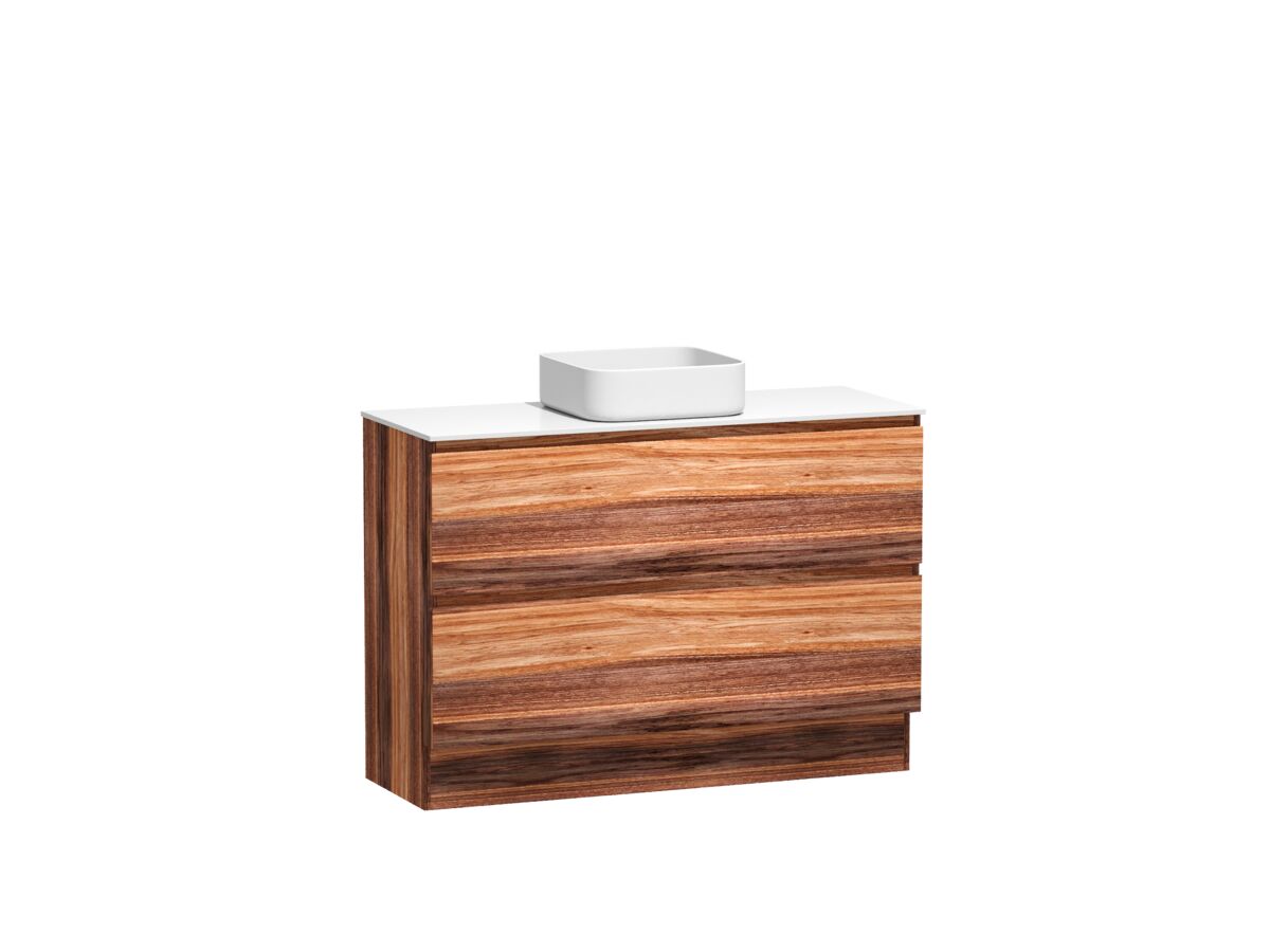Reece Kado Arc Timber Vanity Unit With Kick 1200mm Corian Top Red Tulip