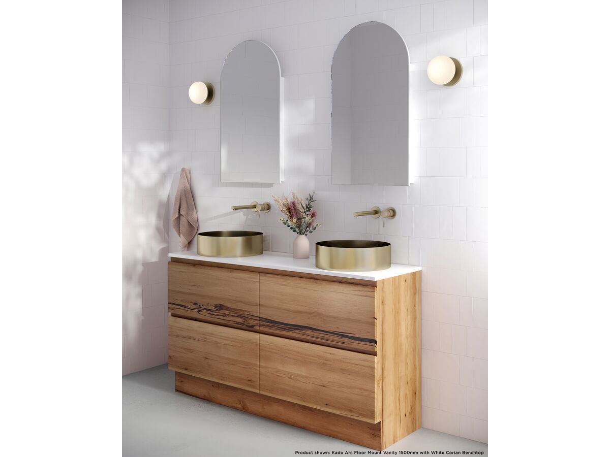 Reece Kado Arc Timber Vanity Unit With Kick 1200mm Timber Top Australian Chestnut