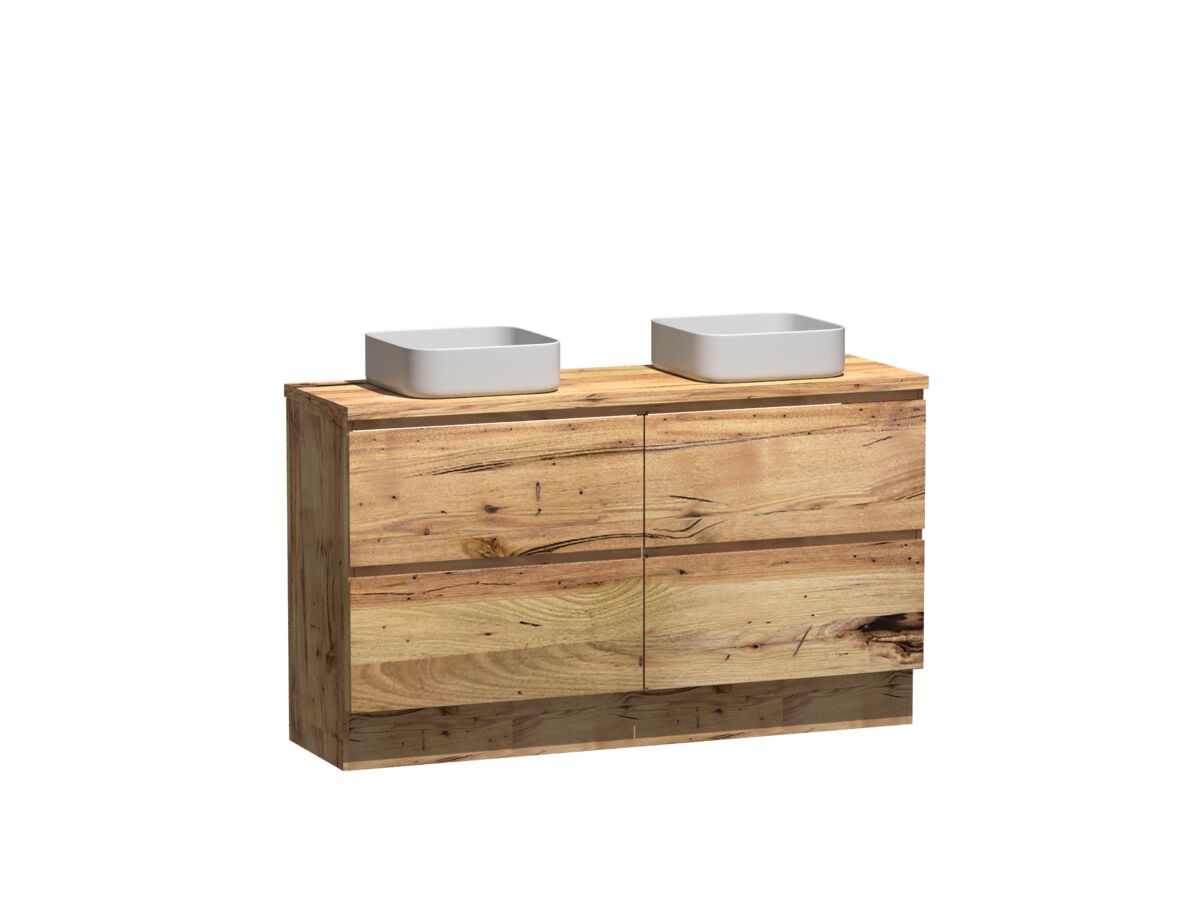 Reece Kado Arc Timber Vanity Unit With Kick 1500mm Double Bowl Timber Top Australian Chestnut