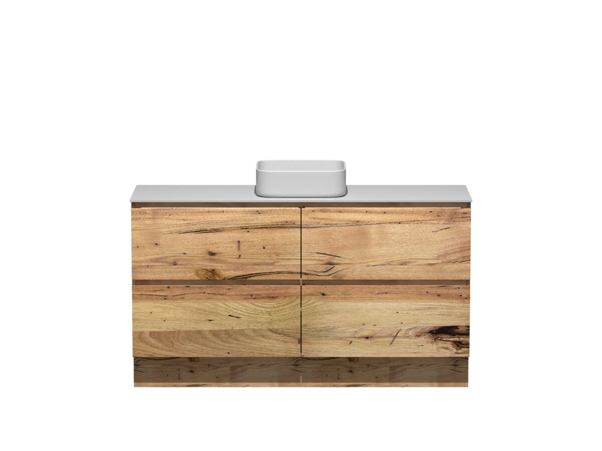reece Kado Arc Timber Vanity Unit with Kick 1500mm Single Bowl Corian Top Australian Chestnut