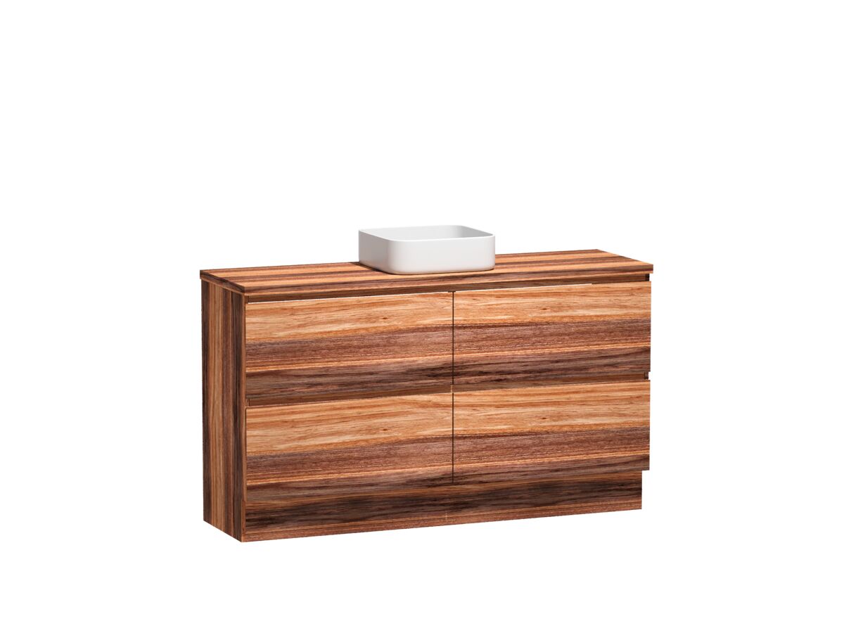 Reece Kado Arc Timber Vanity Unit With Kick 1500mm Single Bowl Timber Top Red Tulip