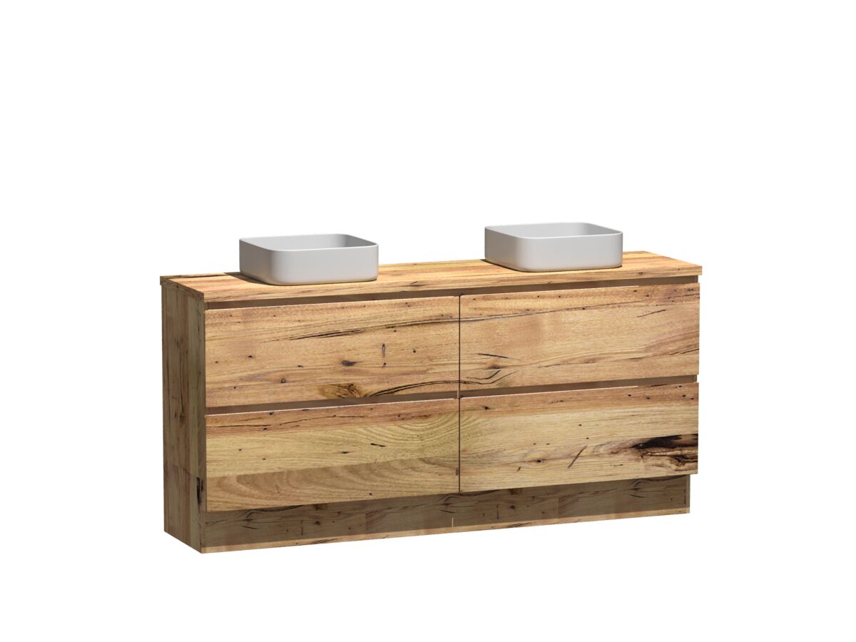 Reece Kado Arc Timber Vanity Unit With Kick 1800mm Double Bowl Timber Top Australian Chestnut