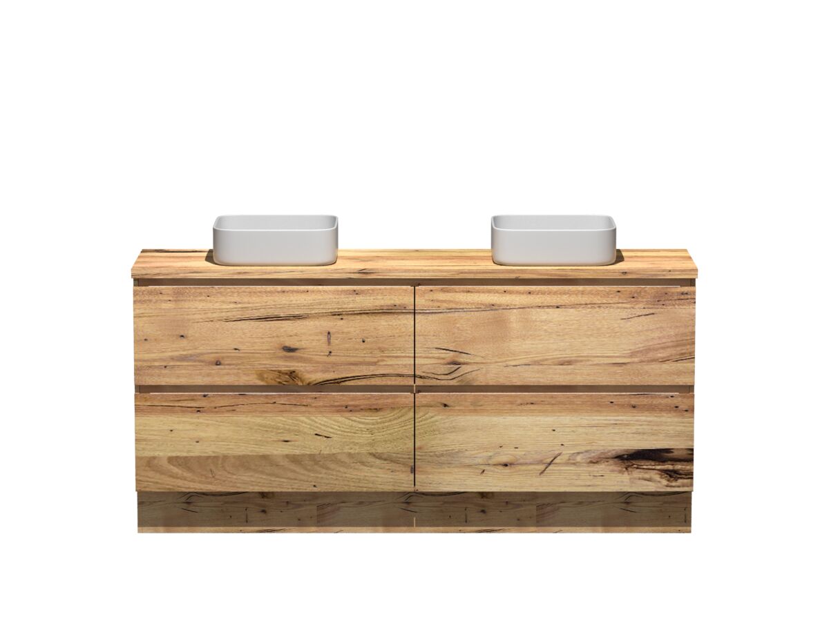reece Kado Arc Timber Vanity Unit with Kick 1800mm Double Bowl Timber Top Australian Chestnut