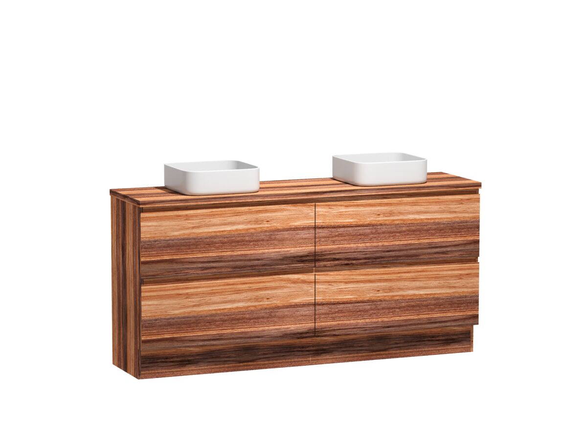 Reece Kado Arc Timber Vanity Unit With Kick 1800mm Double Bowl Timber Top Red Tulip