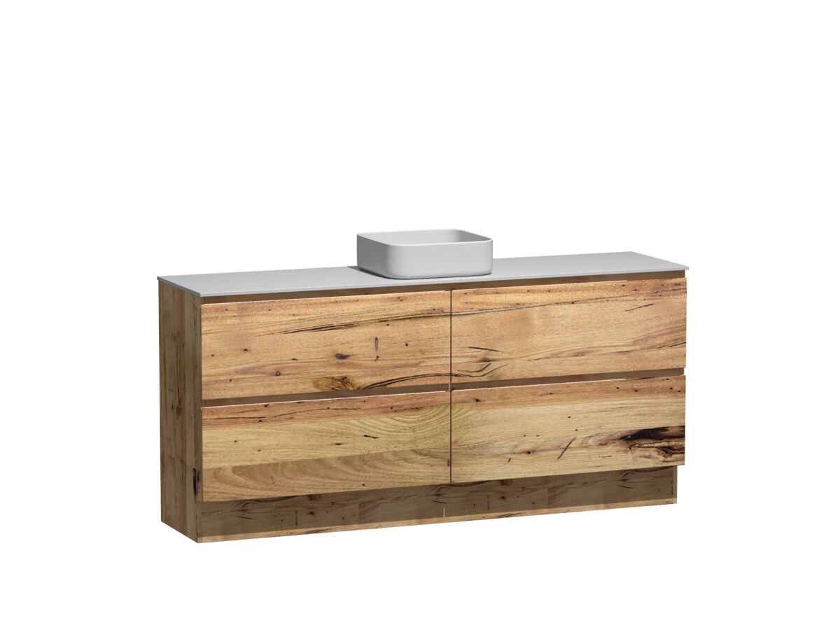 Reece Kado Arc Timber Vanity Unit With Kick 1800mm Single Bowl Corian Top Australian Chestnut